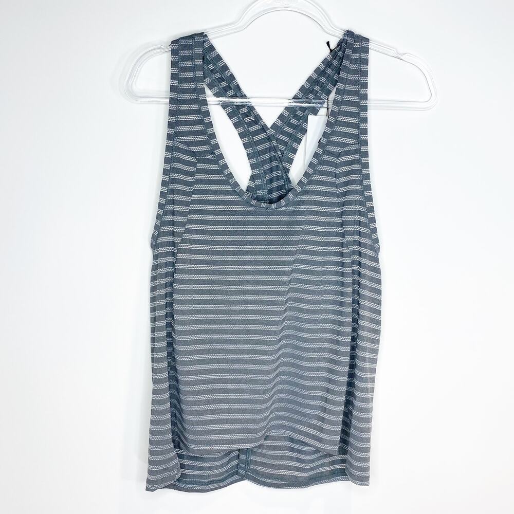 Zyia Active Womens Size XXL Gray Nimbus Split Back Tank Top Stripes Mesh‎ NEW